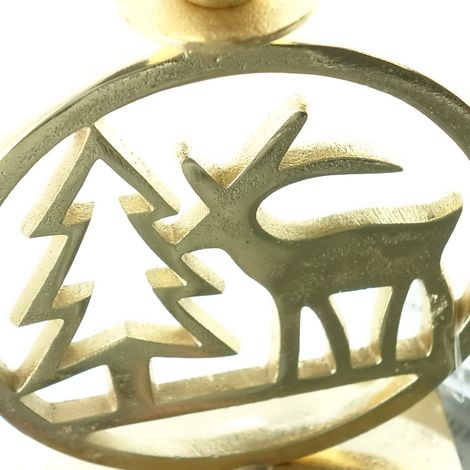 Weihnachtsleuchter Tannenbaum mit Hirsch Goldfarben massiv 20 cm - Aluminium (1/3)