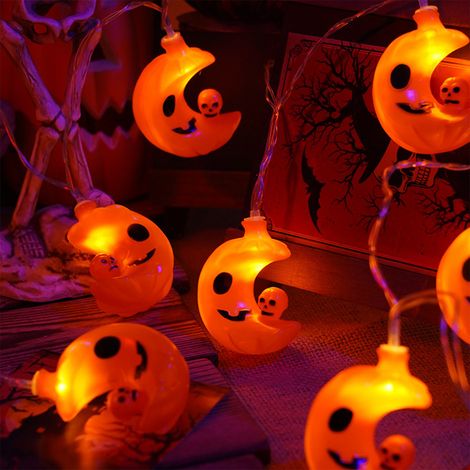 Guirlande Lumineuse Halloween - Citrouille et Crâne - 300 cm - Orange - Décoration Intérieure Extérieure - 1 Pièce (1/5)