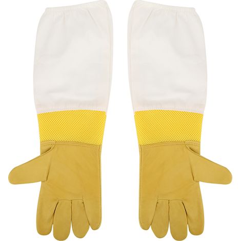 Paar atmungsaktive und stichfeste Imkerhandschuhe, lange Ärmel, elastische Bündchen mit Netzgewebe, Schutzausrüstung für Imker, Größe XL (1/5)
