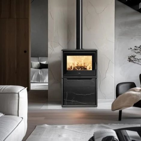 Stufa a legna Klover Venus 110 Plus nera con ventilazione Con ventilazione (1/5)