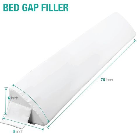 Almohada de cuña para camas tamaño king - Cabecera - 60 pulgadas - Tope de almohada blanco - Almohada triangular - Almohada de cuña para colchón para rellenar huecos - Nunca más pierdas tus almohadas,