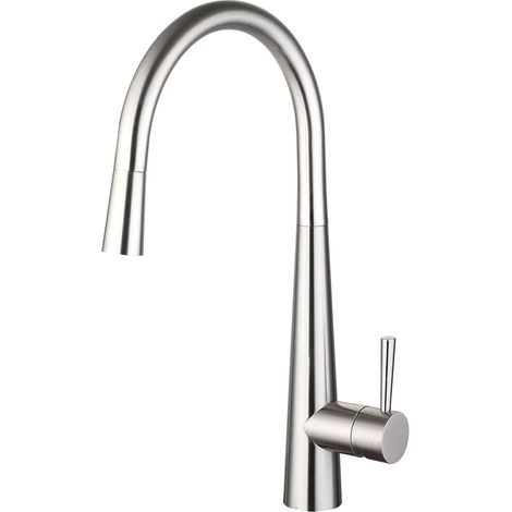 Nuie Ziro Pull Out Kitchen Sink Mixer Tap Single Lever Handle - Brushed Nickel