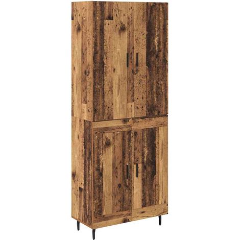 2 pcs Armoires Hauts de rangement - Armoires De Chambre Bois Ancien Bois Aggloméré et Verre fr6757 - Maison La Vie (1/5)