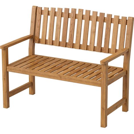 Gartenbank für 2 Personen, Terrassenbank, max. Belastbarkeit 320 kg, Armlehnen, 112 x 64 x 92 cm, Akazie natur