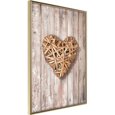 Affiche Murale Encadrée "Wicker Love" 30 x 42 cm Or