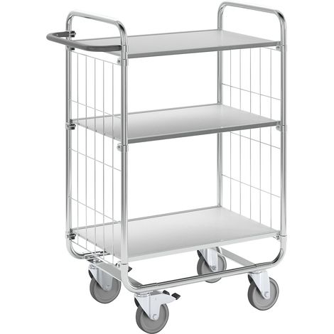 Kongamek, Chariot à tablettes galvanisé, 3 plateaux, L x l x h