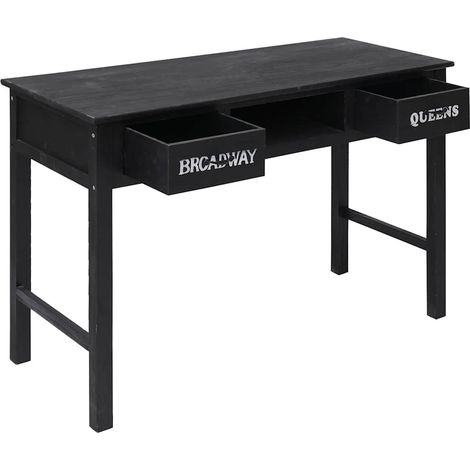 vidaXL Mesa consola de madera negra 110x45x76 cm (1/2)