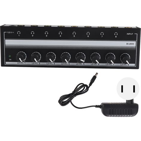 Amplificateur Casque 8 Canaux Portable Stéréo Métal pour Studio et Scène 100-240V Prise US (1/5)