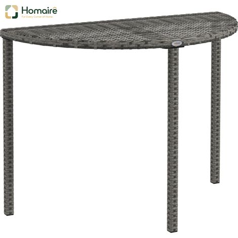 HOMAIRE Balkontisch halbrund en polyrattan et métal gris pour terrasse et balcon