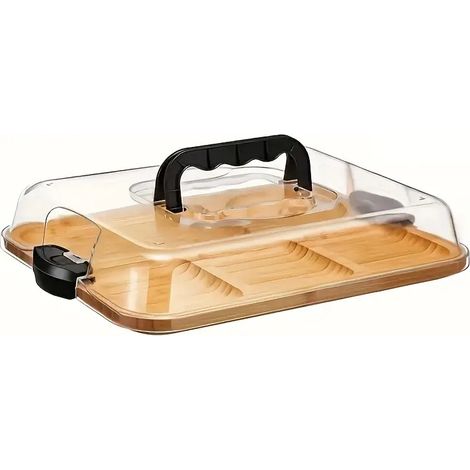 Plateau Fromage Charcuterie – Couvercle Acrylique Transparent. Plateau Service Portable. Pour Apéro/Camping. Modèle (1/5)