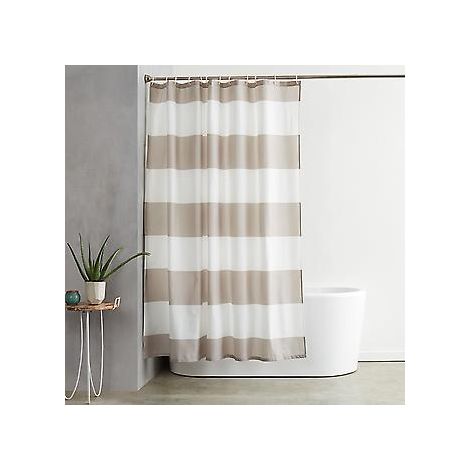 Duschvorhang – Badezimmervorhang – 183 x 183 cm – Polyester – Farbe – Streifenmuster – Schimmelresistent – Wasserdicht – Waschbar – mit 12 Haken