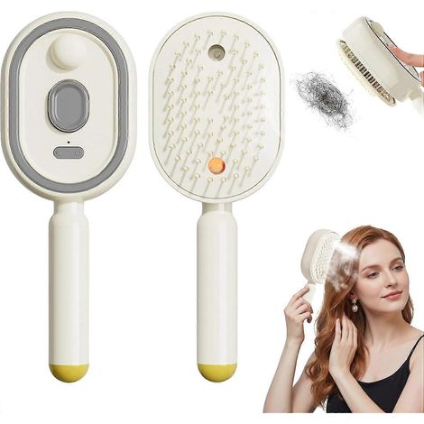 Peigne massant électrique à coussin d'air et spray, version améliorée 2026, brosse démêlante 5 en 1 pour cheveux secs et frisés, autonettoyante (1/5)