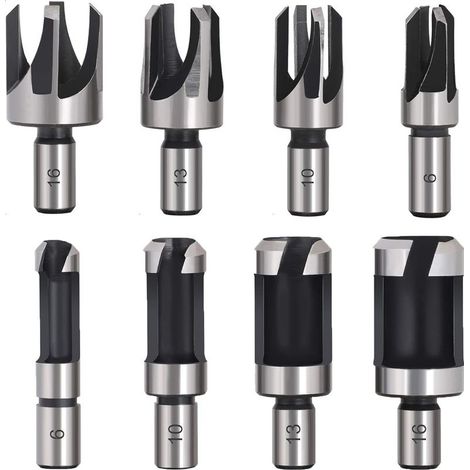 Mèche à bois pour perceuse 8PCS – Acier au carbone avec revêtement titane – Diamètres 6-16mm – Pour bouchons coniques précis (1/5)