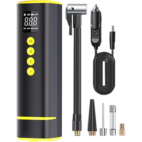 Lichtgewicht, tragbarer Luftkompressor, digitales Messgerät, tragbares Manometer, schnelles Aufblasen für Motorräder, Wohnmobile, Fahrräder, automatische Bänder, Bälle (17 x 5,1 x 4,9 cm) (1/5)