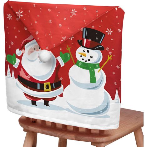 Lot de 2 Housses de Dossier de Chaise avec Bonnet de Noël, Motif Père Noël, pour Salle à Manger et Fête (1/5)