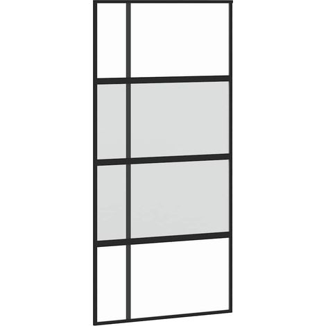 Puerta corredera vidrio templado y aluminio negra 102,5x205 cm vidaXL