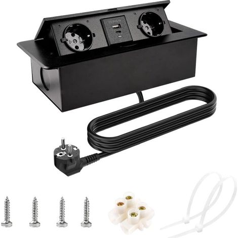 Prise Encastrable Plan De Travail - USB Et Type-C 18 W - Pour Cuisine Bureau Multimédia - 264 X 118 Mm - 1 Pièce (1/5)