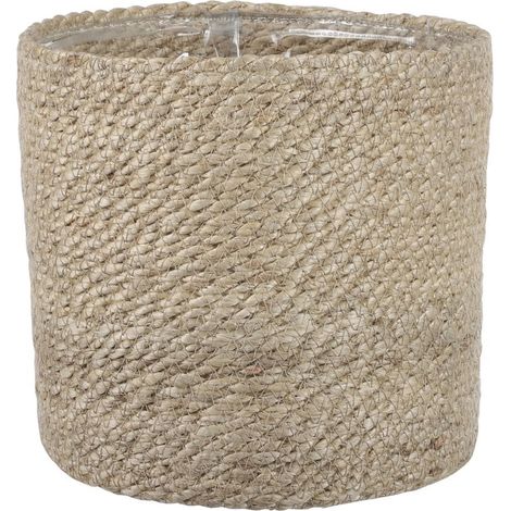 Panier à Plantes en Jute Naturel Cache-pot avec Doublure Plastique Crème H20 x Ø20 cm - PANGIVO (1/5)