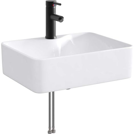 vidaXL Bathroom Wash Basin Matte Black 48.5 x 37.5 x 13 cm Metal
