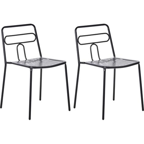 Lot de 2 Chaises de Jardin Moderne en Métal Acier Empilables Patio Extérieur Terrasse Noir Agerola