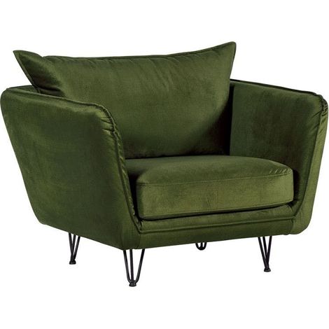 Fauteuil en velours vert kaki EPIKA