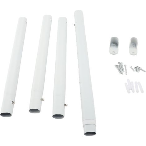 Barre de penderie en acier au carbone ovale, tube plat, robuste, blanche (1/5)