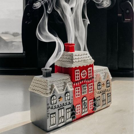 Brûleur D'Encens Maison - Cabane En Bois Design Noël - Pour Intérieur Salon Chambre Méditation - 1 Pièce (1/5)