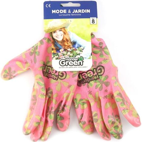 Gants imprimés féminin. Travaux jardin. Taille 8. HanderGreen® (1/5)