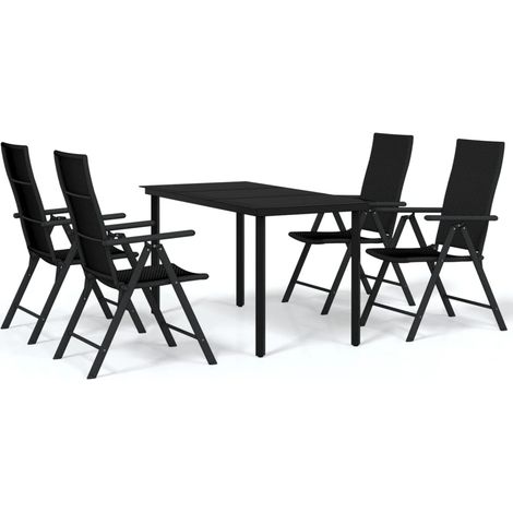 Juego de comedor de jardín muebles de exterior 5 piezas negro 020013840