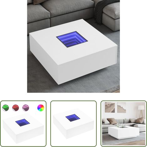 Miroir LED - Table basse avec LED infini blanc 100x100x40 cm (1/5)
