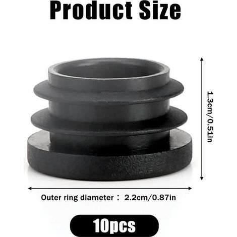 Set mit 10 runden Lattenkappen, 22 mm, runde Rohrlattenkappen, runde Kunststoff-Stuhlkappen, runde Flügelkappen, perfekter Schutz für Möbel und Böden (1/5)