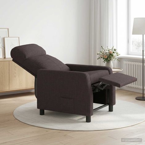 vidaXL Recliner Marrón Oscuro Tela (1/5)