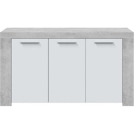 Aparador buffet Maud 3 puertas blanco/cemento. 80cm(alto) 144cm(ancho) 42cm(prof.) (1/5)