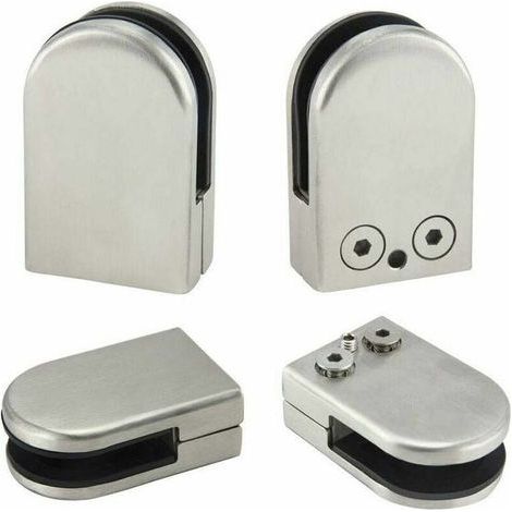 Pack of 4 glass clamp holders, 6-8mm stainless steel glass clamps, adjustable glass holders, silver (1/4)