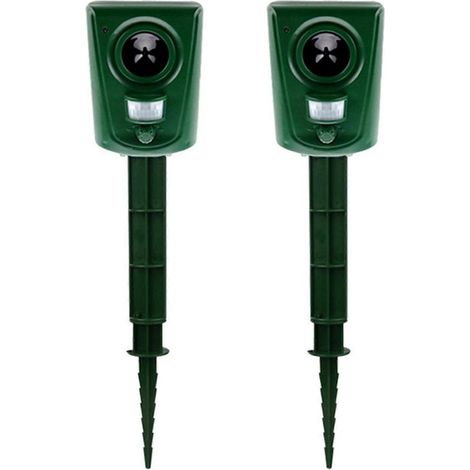Répulsif à ultrasons pour chats, renards et oiseaux, avec détecteur de mouvement PIR, pour jardin, lot de 2 pièces (1/5)