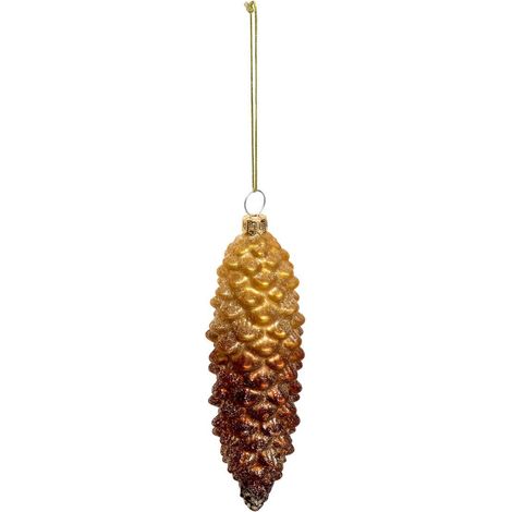 Sospensione in vetro dorato a forma di pino e pigna, 14 cm - Feeric lights & christmas (1/2)