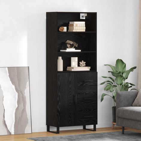 Highboard 2 pcs Schwarz Eichen-Optik Holzwerkstoff
