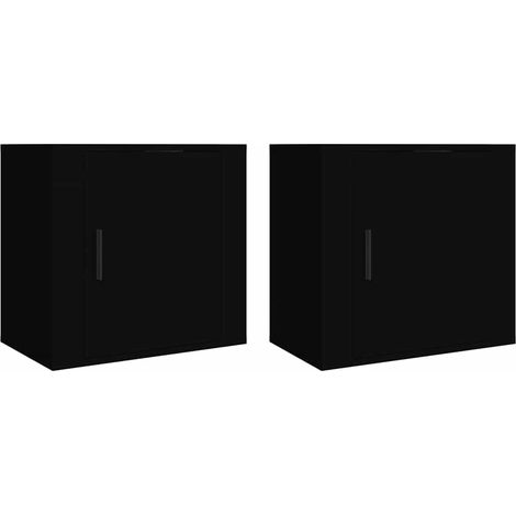 Maison Exclusive - Mesitas de noche de pared 2 uds negro 50x30x47 (1/5)
