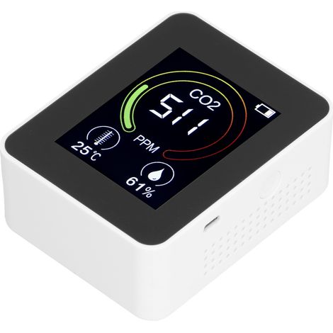 ZN-AZ-2CO1 3-in-1 Intelligenter CO2-Detektor, Weißer multifunktionaler Infrarot-Luftqualitätsmonitor, Kohlendioxidsensor für Zuhause und Büro (1/5)