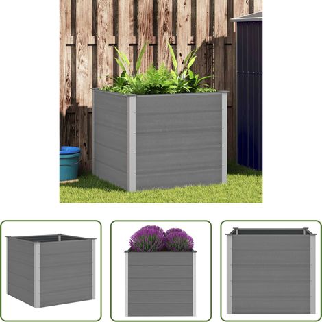 Jardinière - Lit surélevé de jardin WPC 100x100x91 cm Gris (1/5)