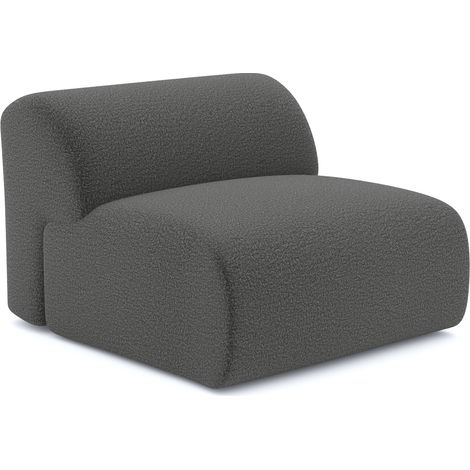 Fauteuil sans accoudoirs en tissu bouclette gris MYRA (1/5)
