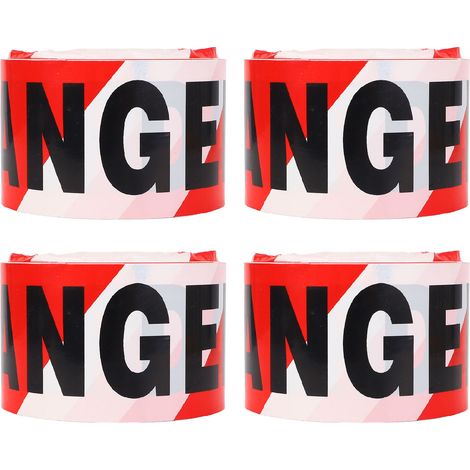 Ruban de signalisation danger 4 pièces, non adhésif, fond rouge et blanc, texte noir, PE imperméable, pour chantier et zone à risque (1/5)