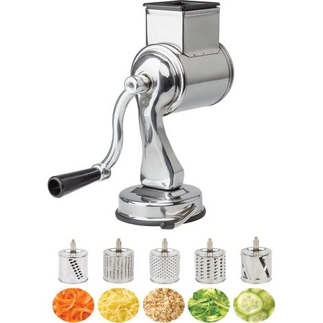 Râpe à Tambour Manuelle, Trancheuse à Légumes En Acier Inoxydable Trancheuse à Légumes Râpe Rotative Moulin à Fromage Avec 5 Lames De Tambour Pour Fromage Légumes Noix (1/4)