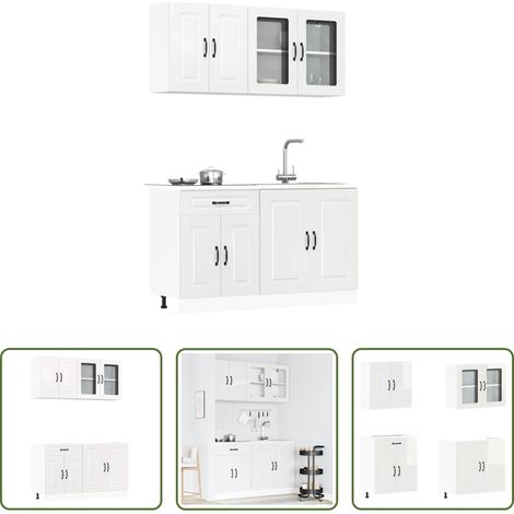 Küchenschränke -  4-tlg. Küchenschrank-Set Kalmar Hochglanz-Weiß Holzwerkstoff (1/5)