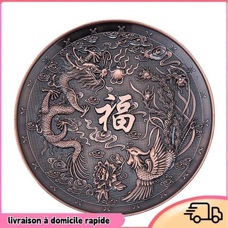 Brûleur d'encens - DILWE - Plaque de dragon et phénix - Alliage de zinc - Style antique - Intérieur (1/4)