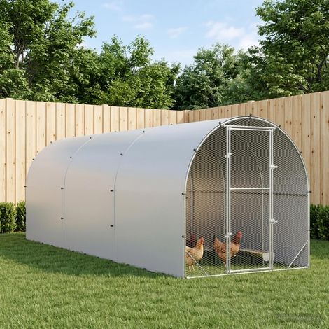 vidaXL Poulailler Argenté 600 x 200 x 200 cm Acier galvanisé (1/5)