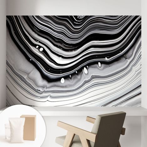 Papier peint intissé avec imprimé pour intérieur moderne application facile a motif - Colle incluse gratuite Vagues optiques 104x70 cm (1/5)