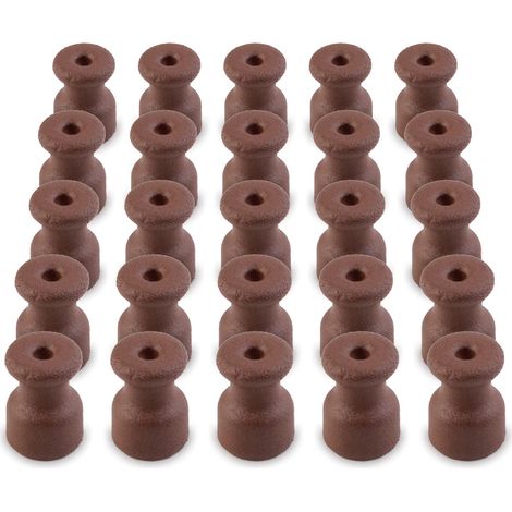 Amarcords - Fermacavo con viti e tasselli. 25 isolatori vintage in porcellana colorati per installazioni di cavi treccia a parete colore CORTEN (1/4)