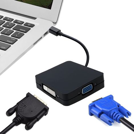 Adaptateur Mini DisplayPort Thunderbolt Vers HDMI VGA DVI - 4K 60 Hz - Compatible MacBook iMac Surface Pro - 1 Pièce (1/5)