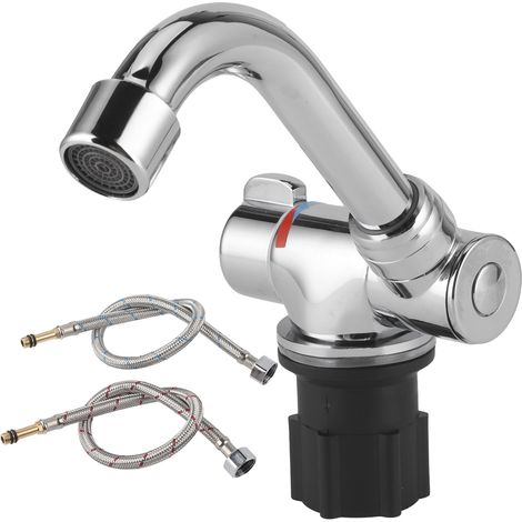Robinet eau chaude/froide filetage G1/2, sortie rotative 360° pour camping-car, caravane, cuisine, salle de bain (1/5)